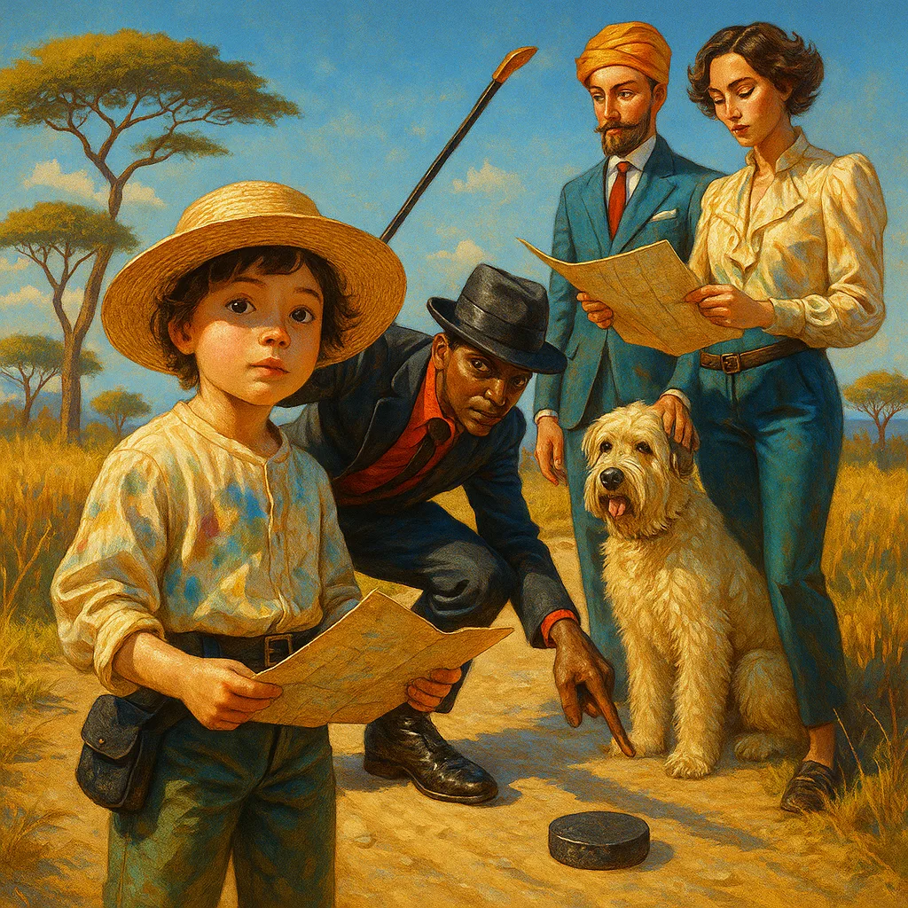 Enigmatic Child Artist in a Wide-brimmed Sun Hat Straw Hat