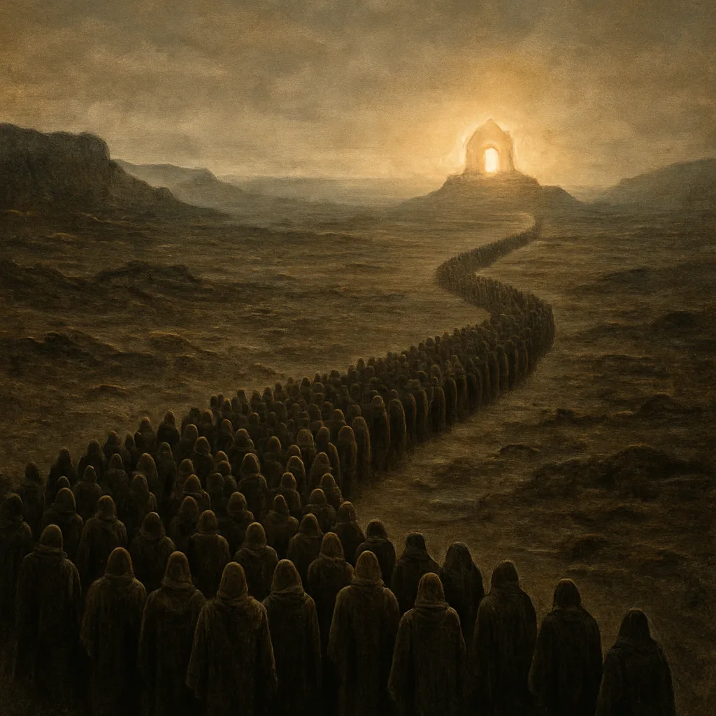 Vast Column of Robed Pilgrims