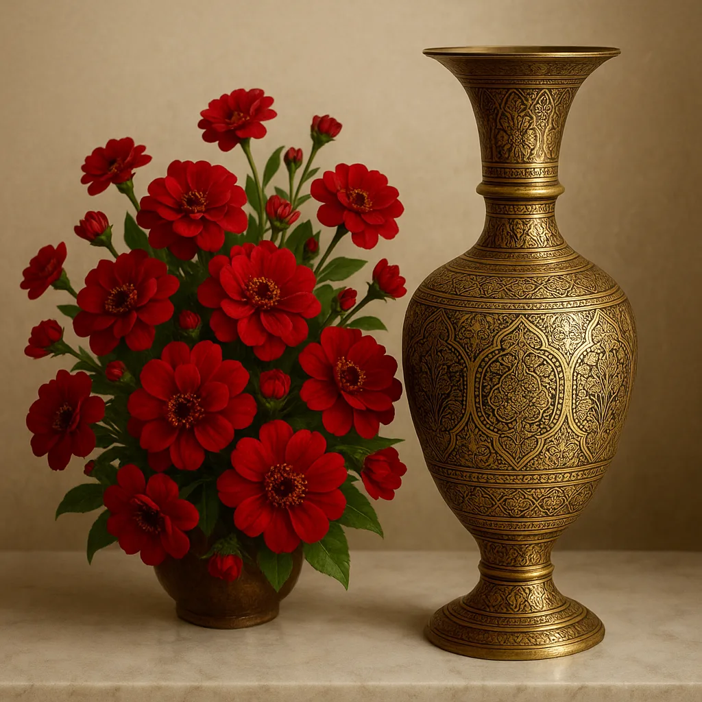 To the Right of a Vivid Display of Red Flowers