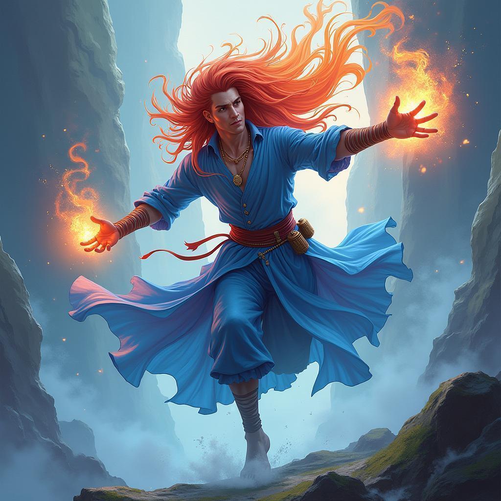 Elemental Wind God in Hand Drawn Fantasy Motion