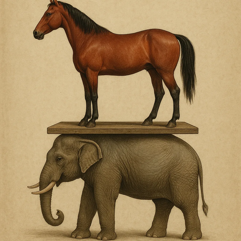 Horse Positioned on a Platform