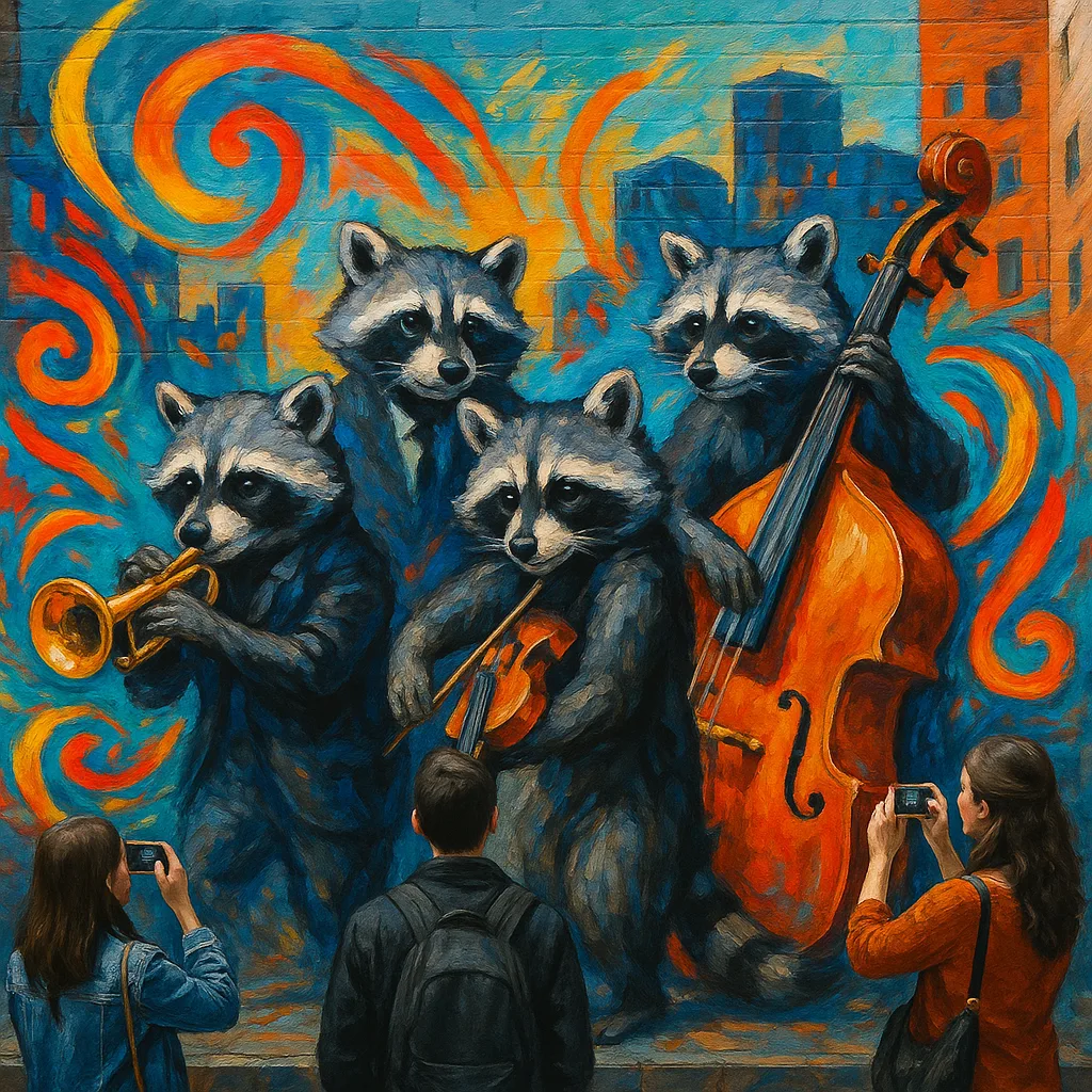 Energetic Acrylic Mural Adorns an Urban Wall