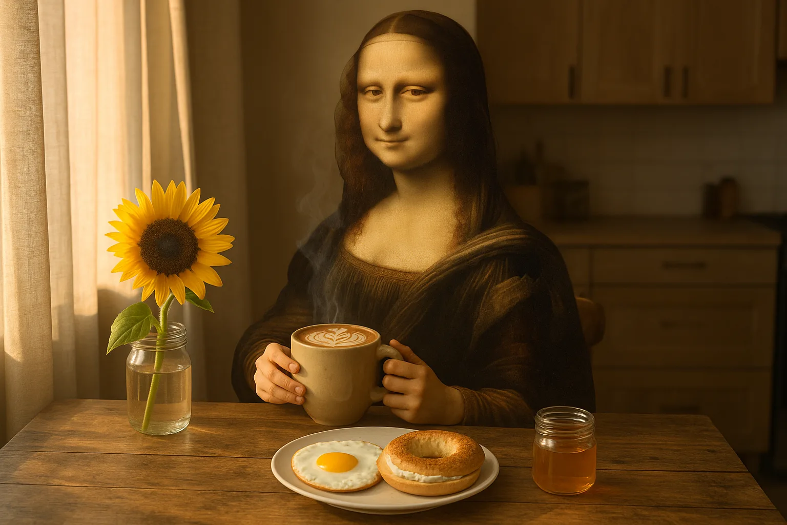 Picture the Mona Lisa Reimagined in a Contemporary Environment