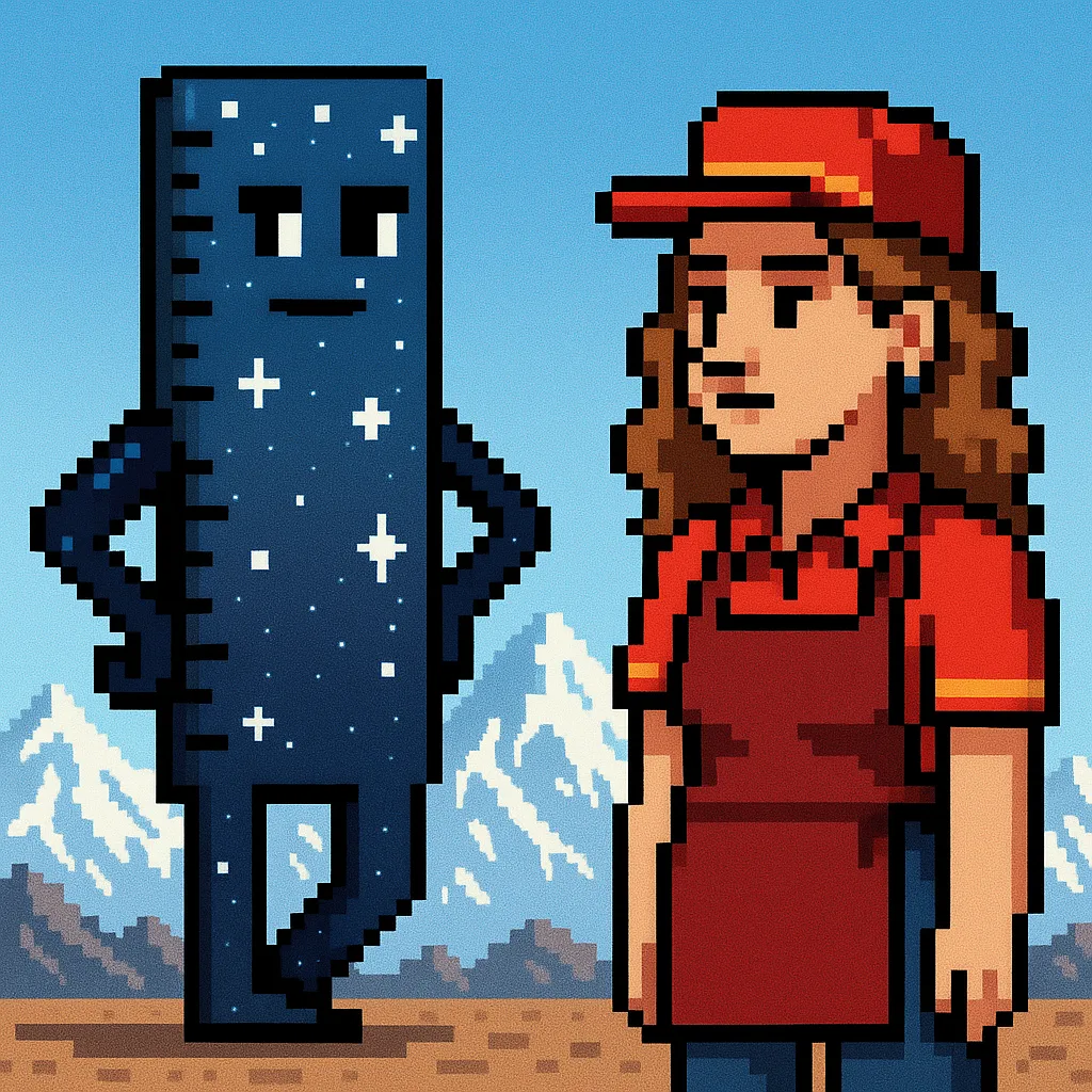 Ruler Character Designed in a Pixel Art 8-bit 16-bit Retro
