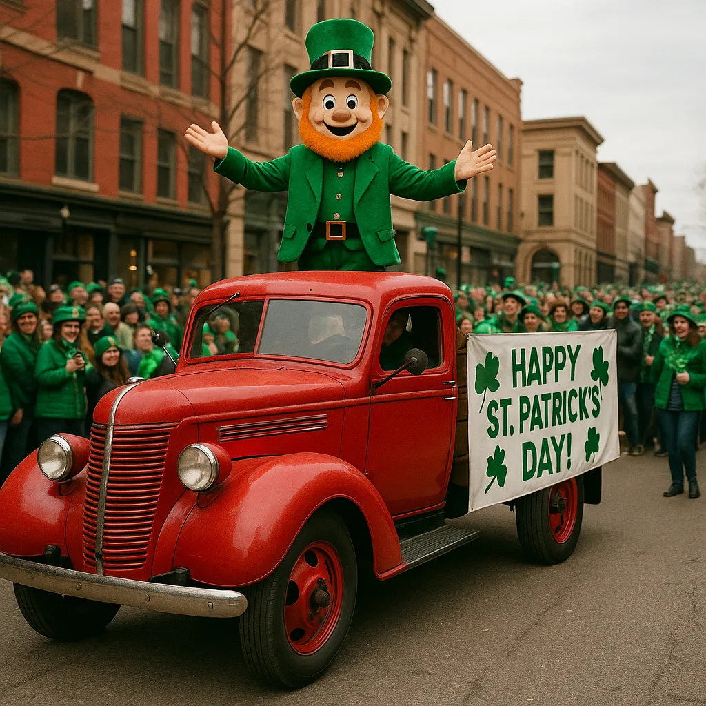 Parade Featuring a Person in a Leprechaun Costume