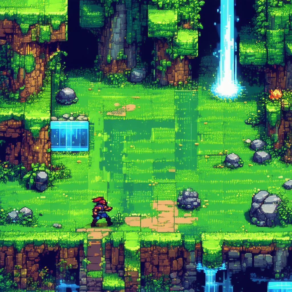 Retro 8 Bit Action Game Screenshot Scene