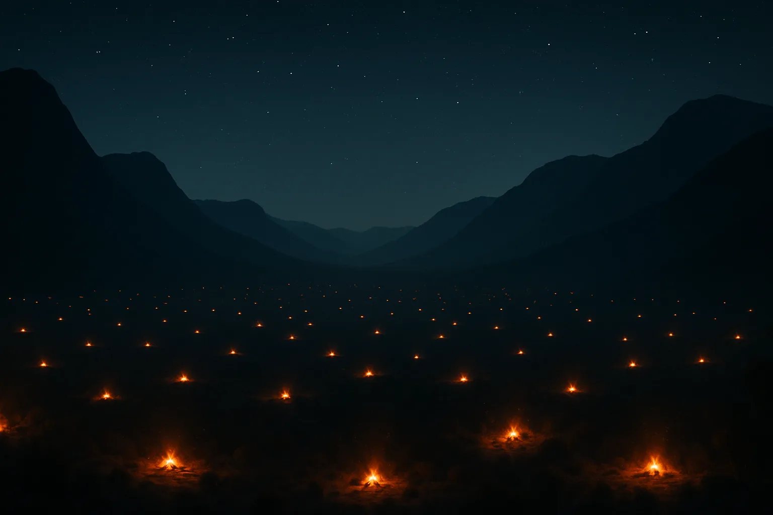 Myriad Distant Campfires Twinkle Like Fallen Stars