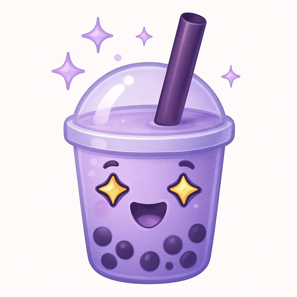 Intricately Designed Digital Emoji Featuring an Endearing Bubble Tea Cup