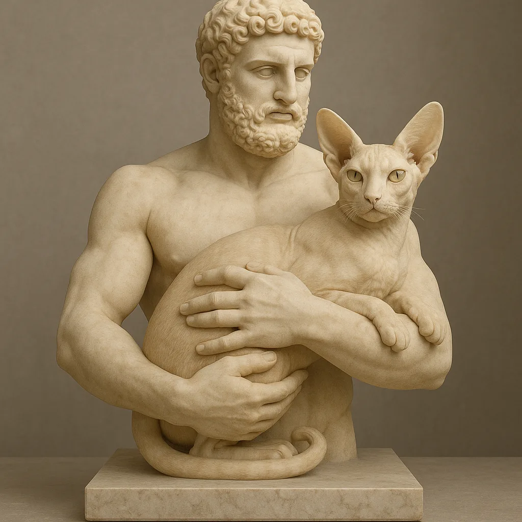Timeless Sculpture Crafted from Pale Alabaster Depicts a Strong Man