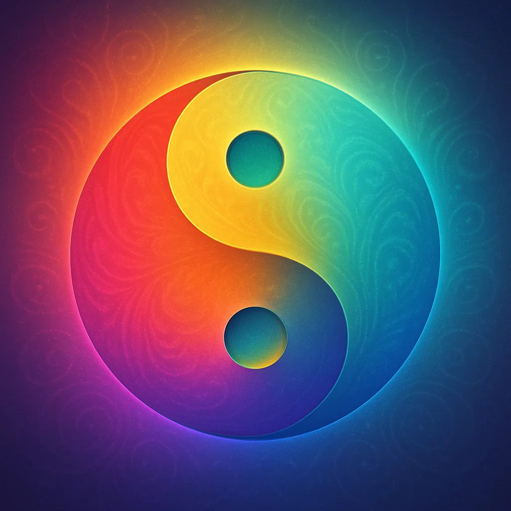 Vibrant Taijitu (Yin-Yang Symbol) Featuring Seamlessly Blended Gradient Colors