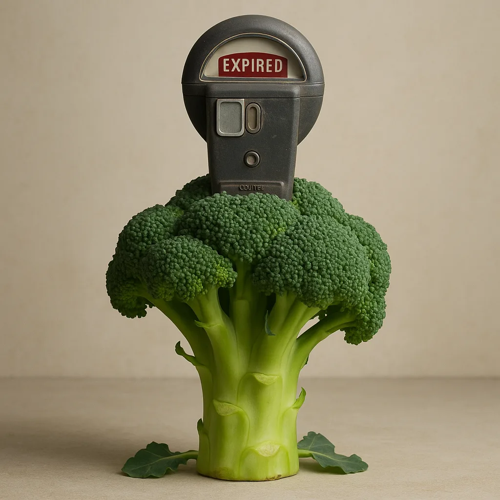 Broccoli with a Parking Meter Sprouting from the Top