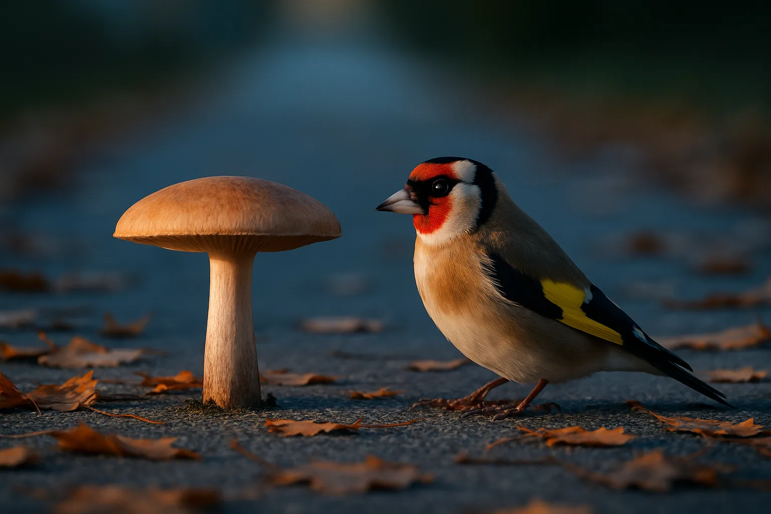 Goldfinch and Mushroom