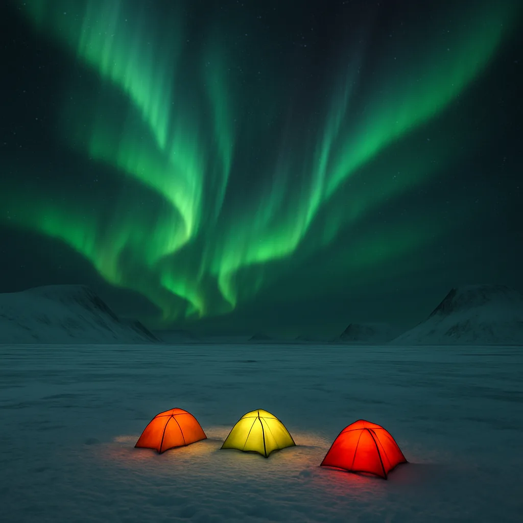 Few Brightly Colored Tents Stand Out as Tiny Specks