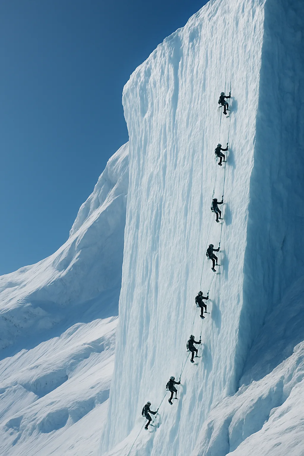 Handful of Tiny Climbers Ascend a Sheer