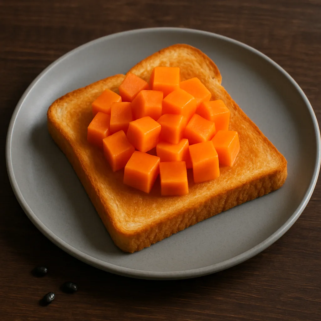 Slice of Golden-brown Toast Sits on a Sleek Gray Ceramic