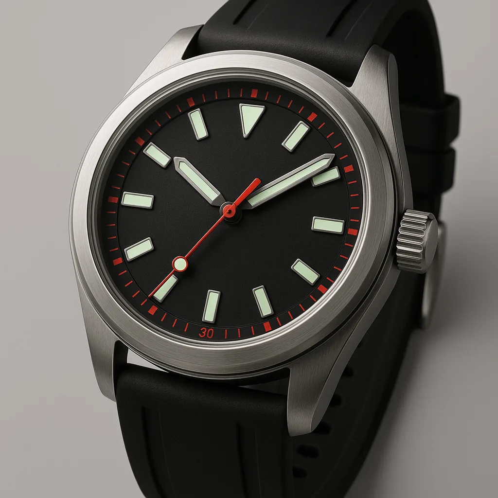 Modern Wristwatch with a Stainless Steel Case