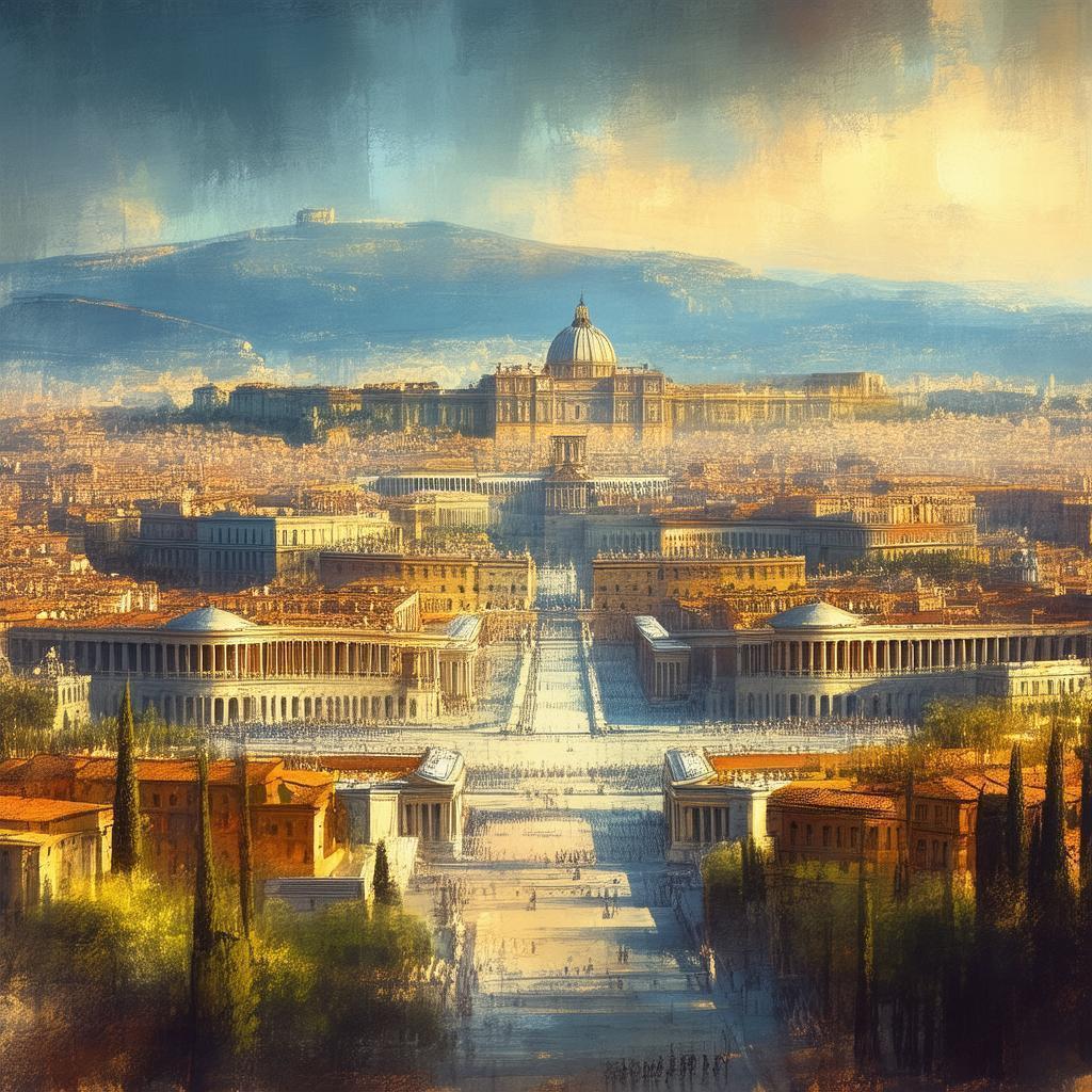 Grand Roman City in Soft Digital Brushstrokes