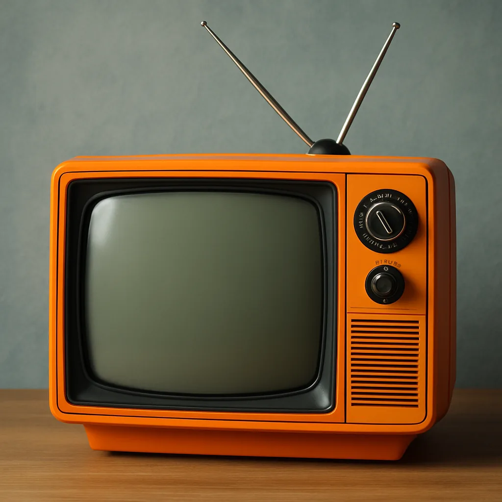 Retro-style Television Featuring a Frame in Orange Color