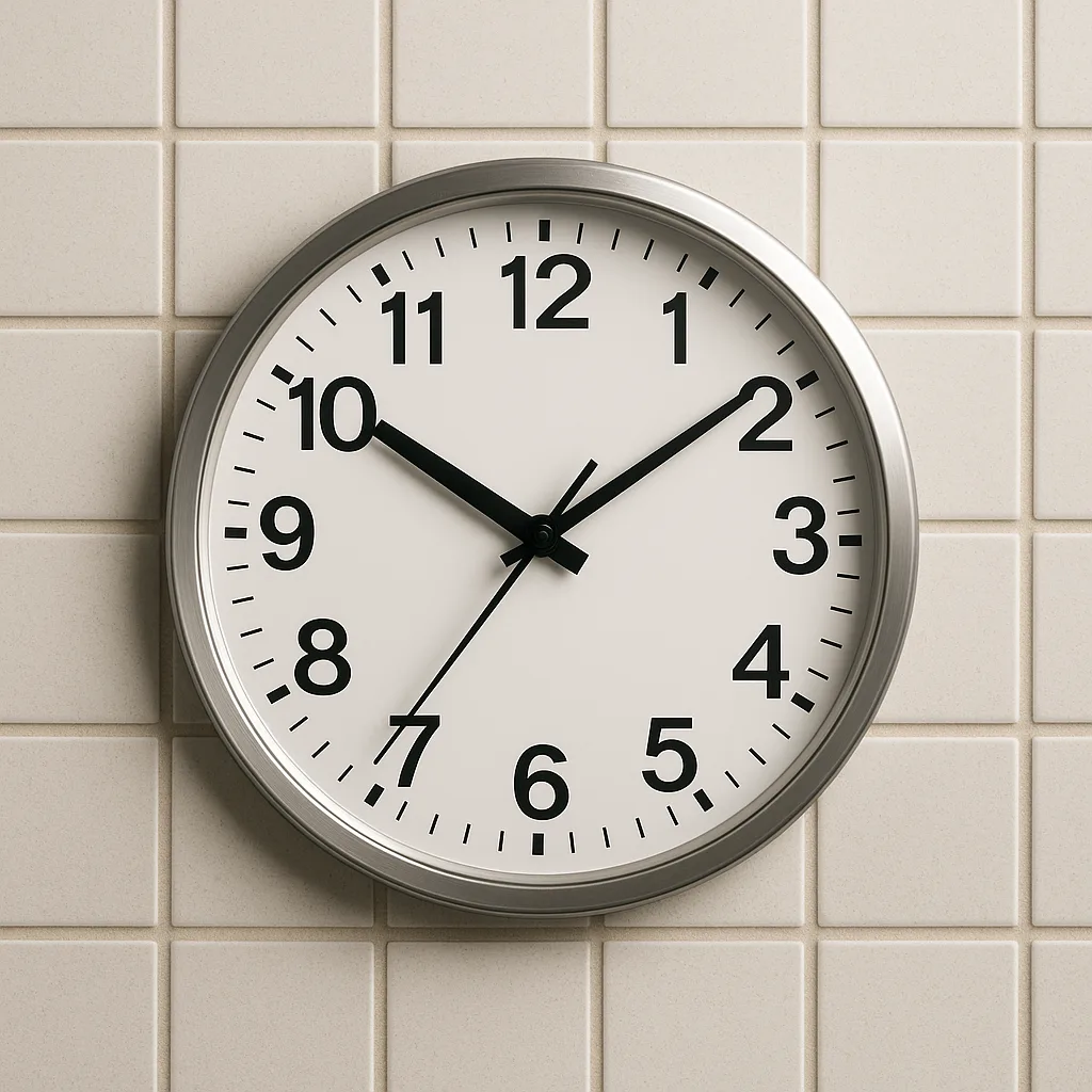 Wall-mounted Round Clock with a Silver Frame
