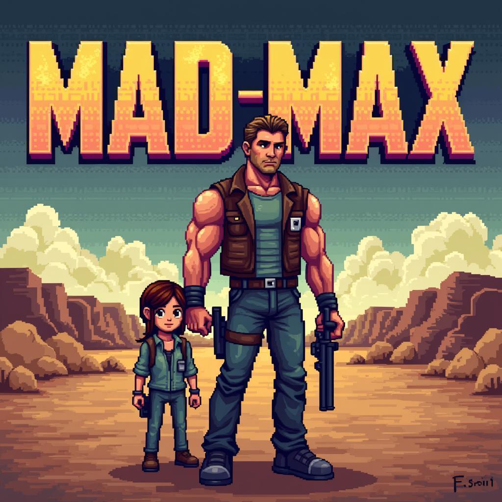 8 Bit Mad Max Poster With Mel Gibson
