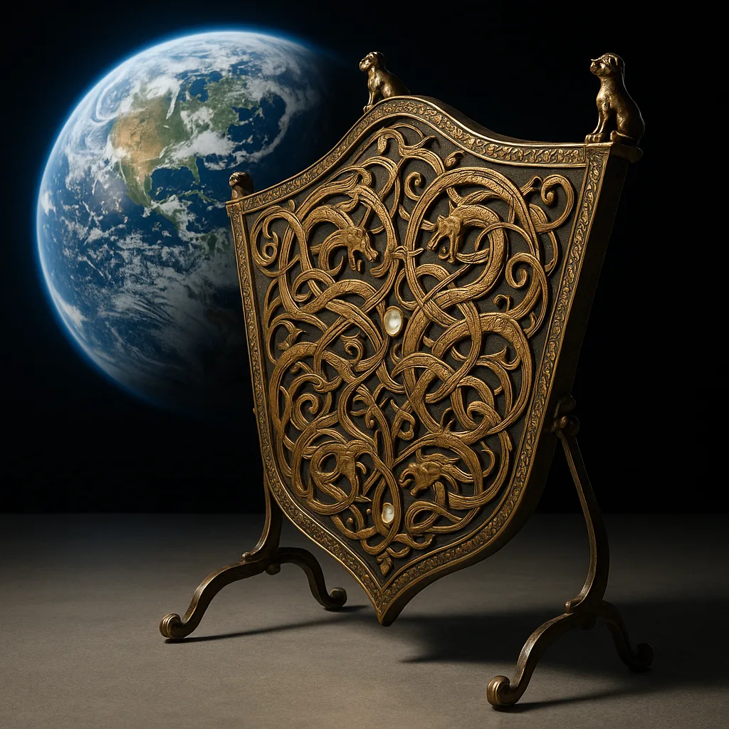 Ornate Fire Screen with Intertwined Zoomorphic Designs