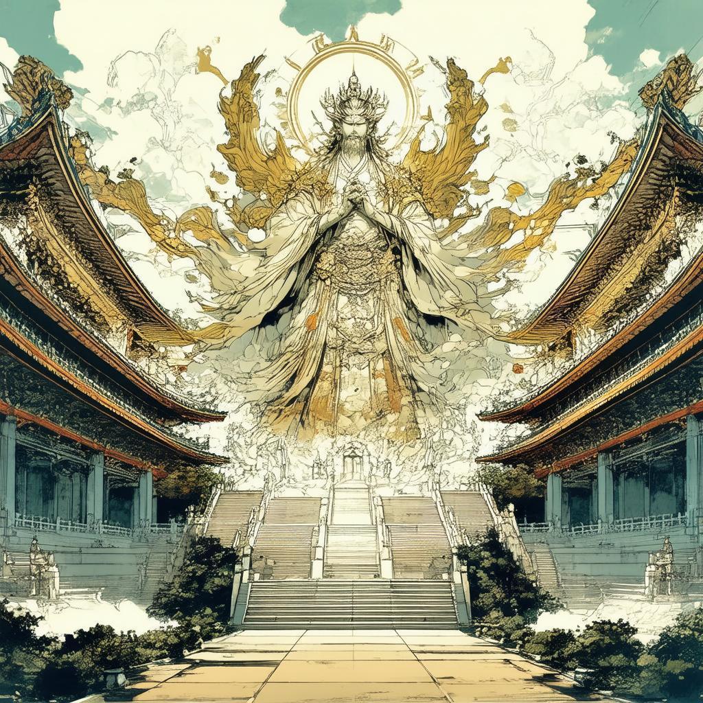 Massive Manga Statue Looming in Temple Shadows