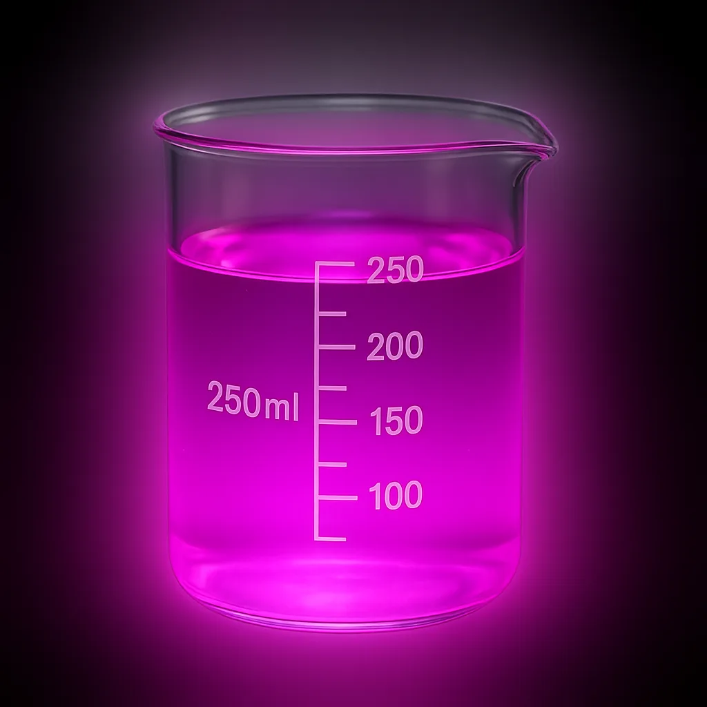 Clear Beaker Containing a Vivid Fuchsia-colored Liquid