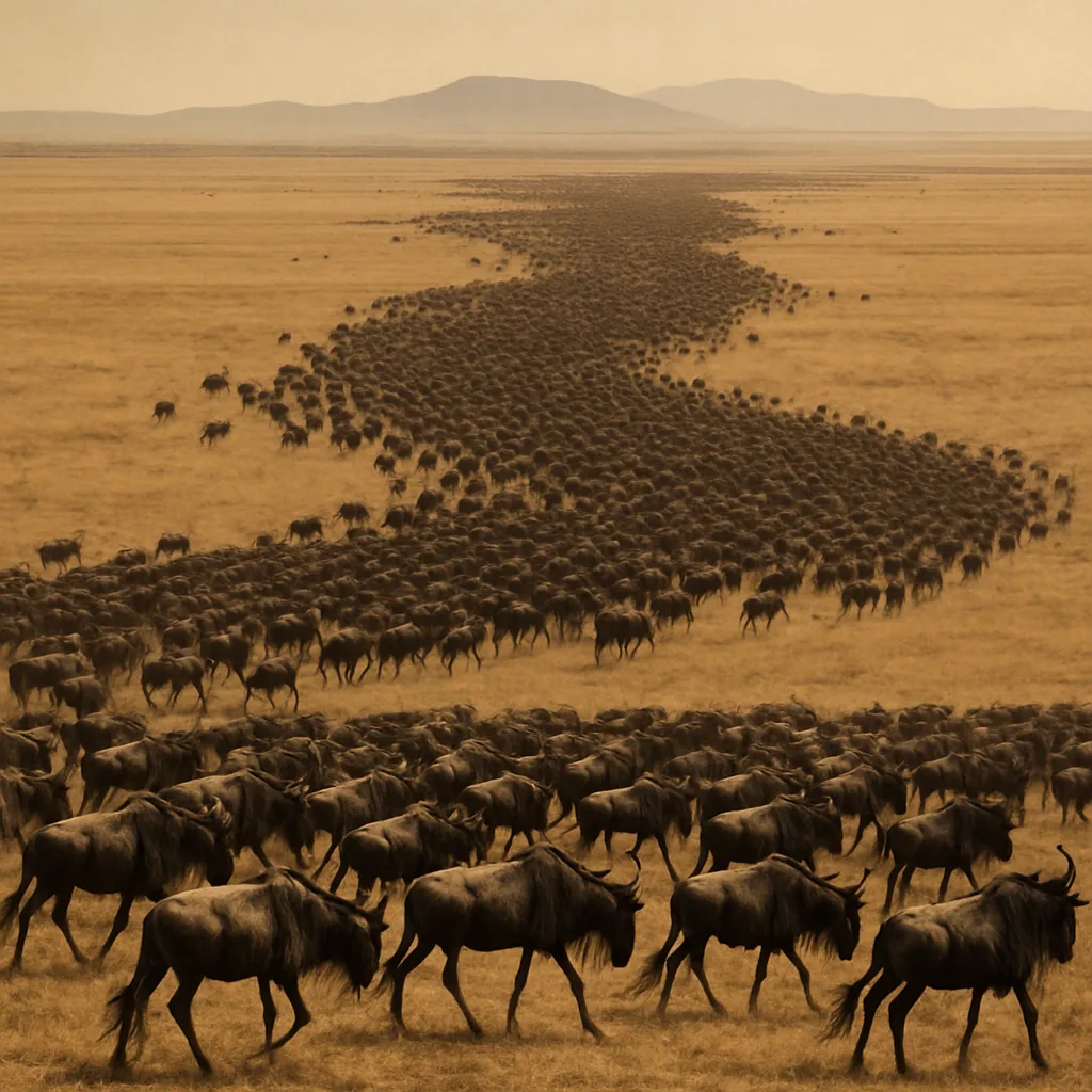 Countless Migrating Wildebeest