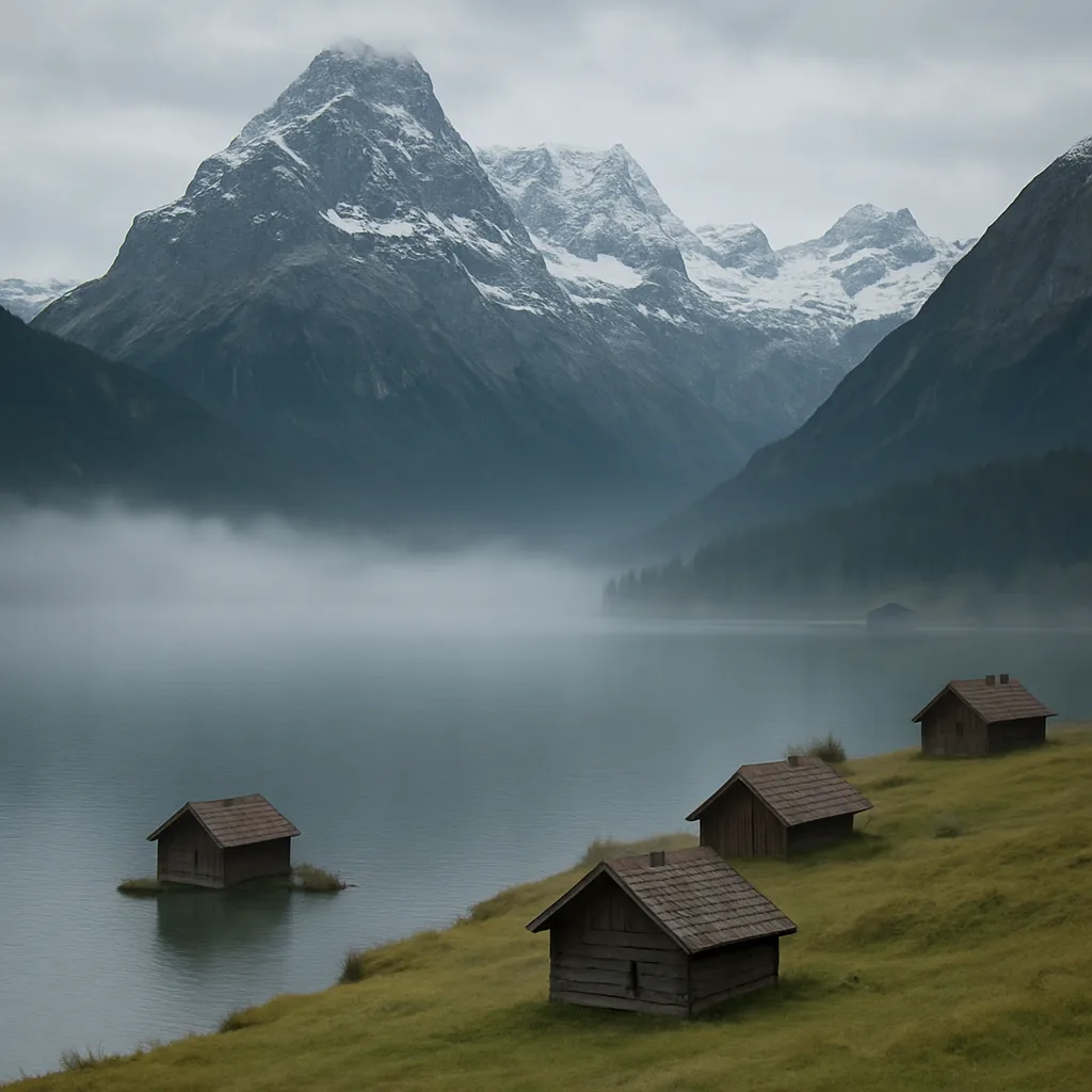 Few Isolated Cabins Dot the Edge of a Vast