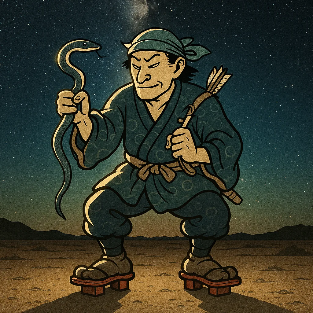 Trickster Character Rendered in Ukiyo-e Japanese Woodblock Print Style