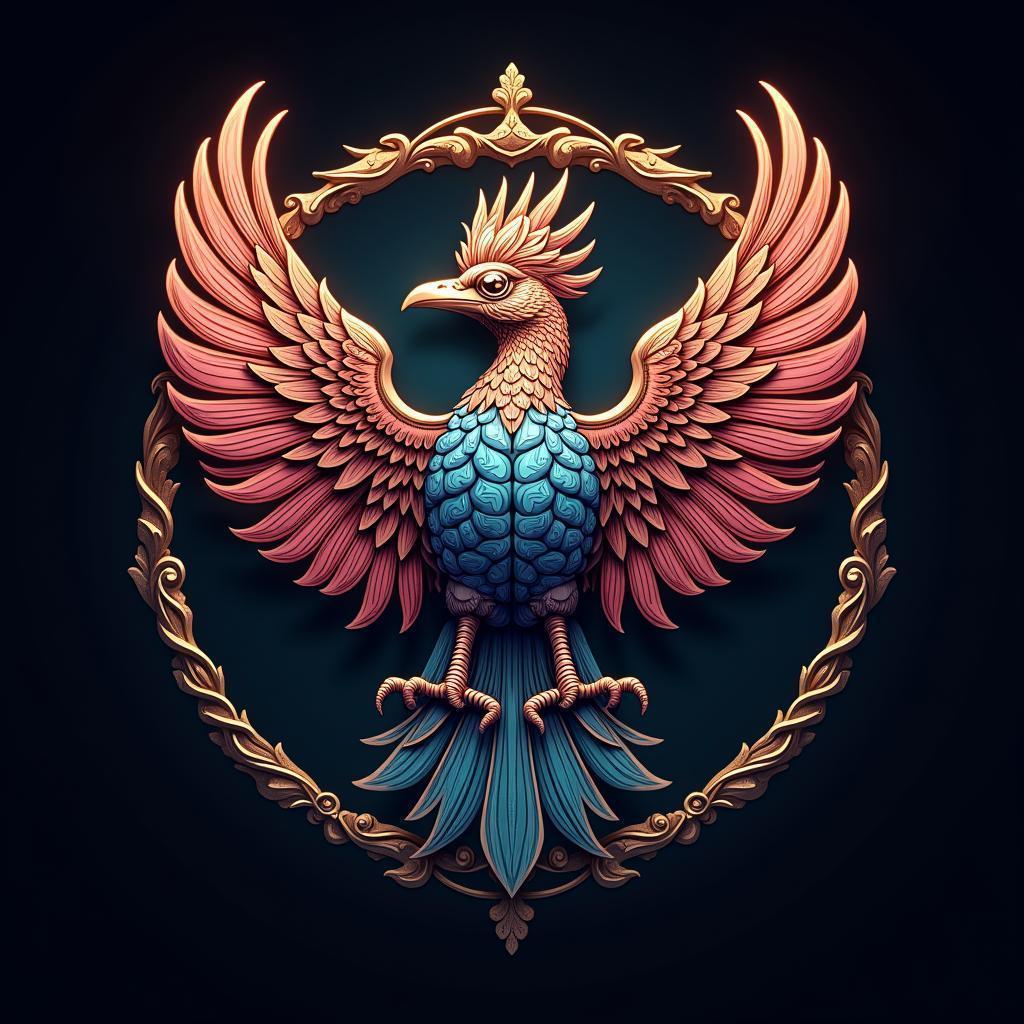 Baroque Drongo Bird Logo Shaped Like a Brain