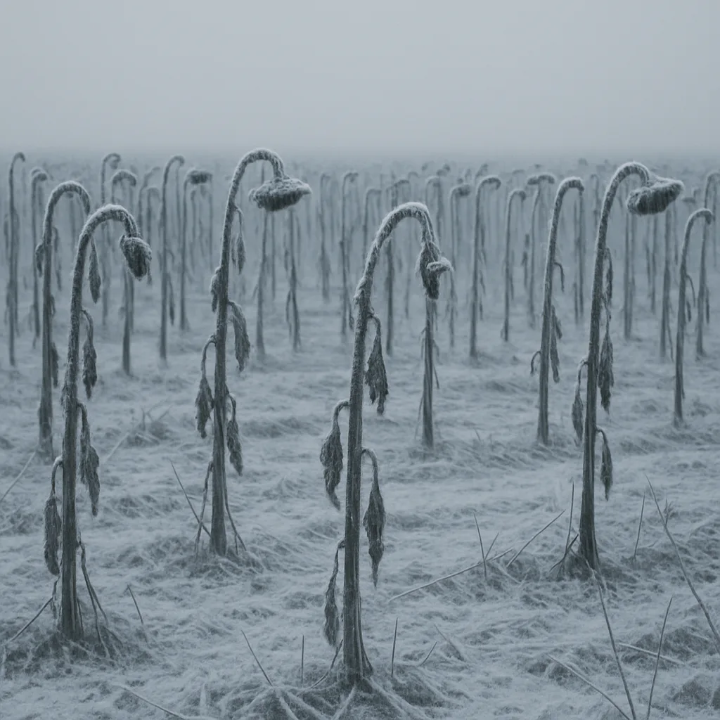 Chilly Expanse of Dried Sunflower Stems