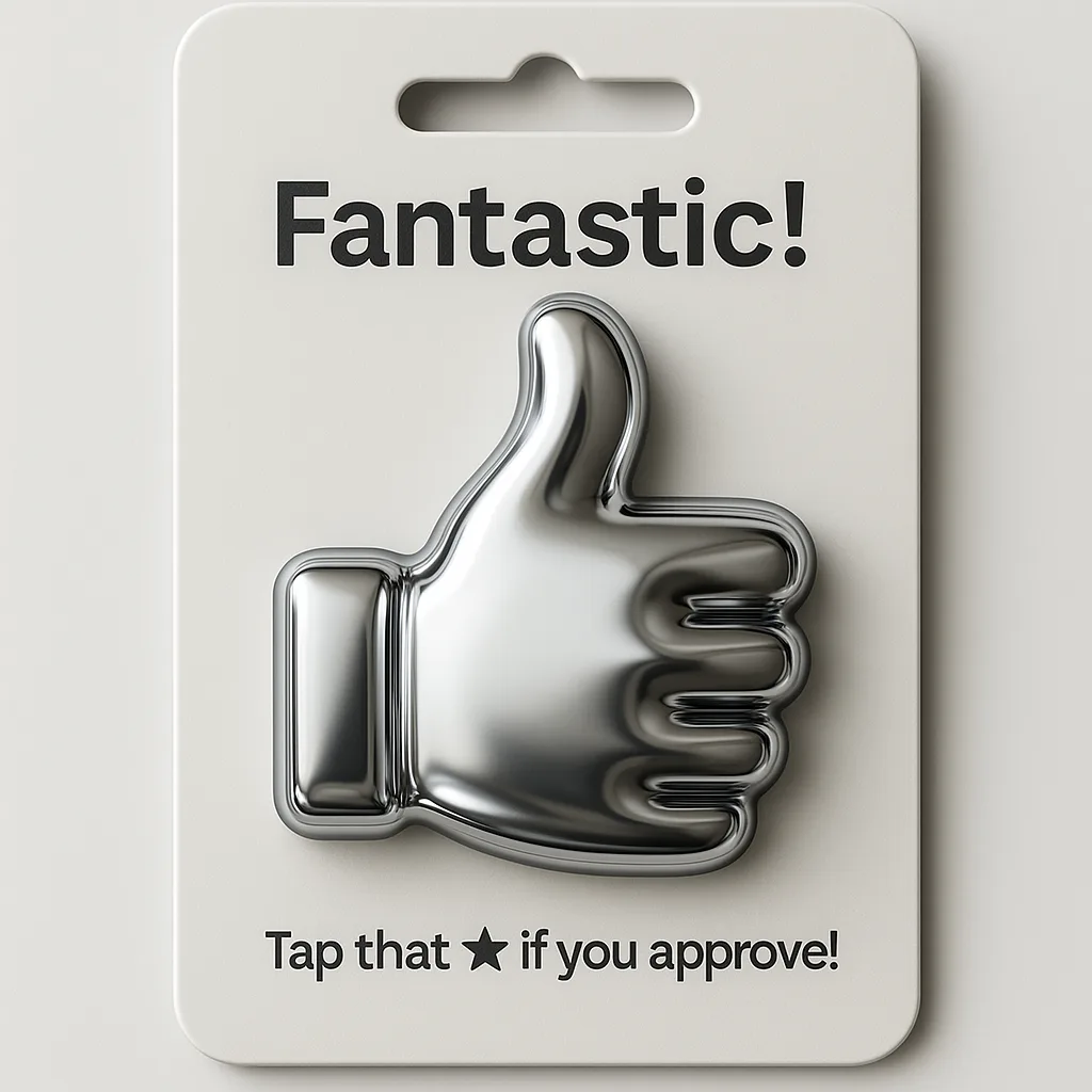 Highly Detailed 3D Visualization of a Metallic Silver Thumbs-up Emoji