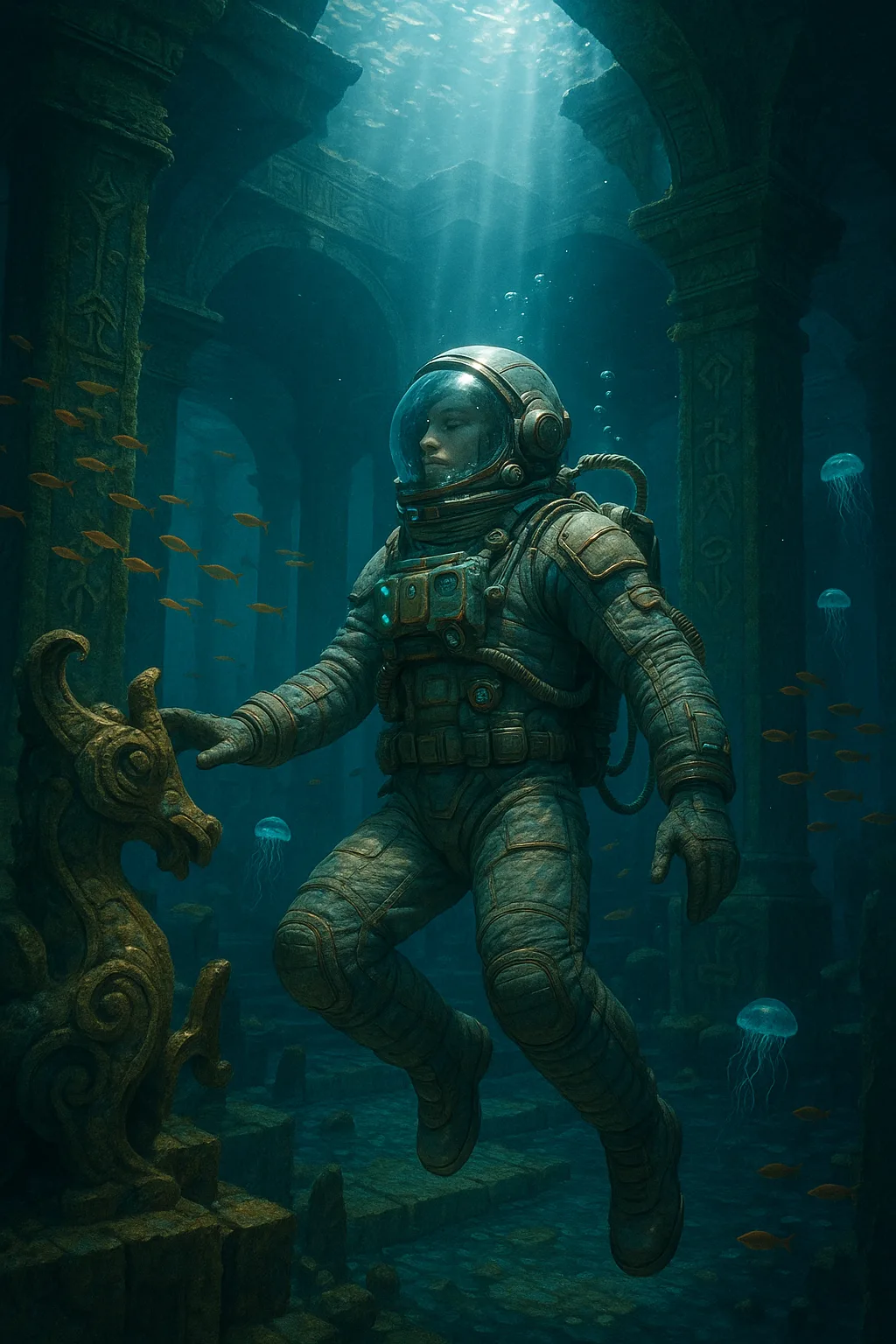 Meticulously Crafted 3D-rendered Visual Showcasing a Tranquil Astronaut