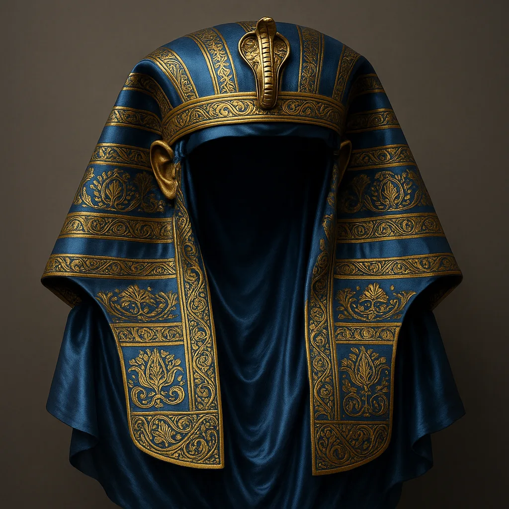 Nemes Headpiece Featuring Elaborate Golden Designs and a Smooth