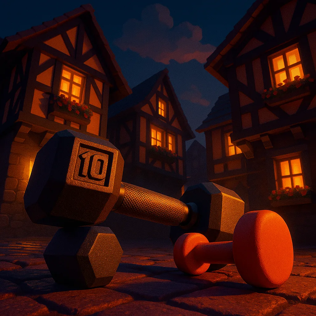 Retro 3D Gaming Scene Unfolds Where Picturesque Timber-framed Houses