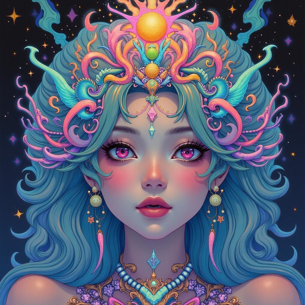 The Empress in Iridescent Cosmic Kaleidoscope