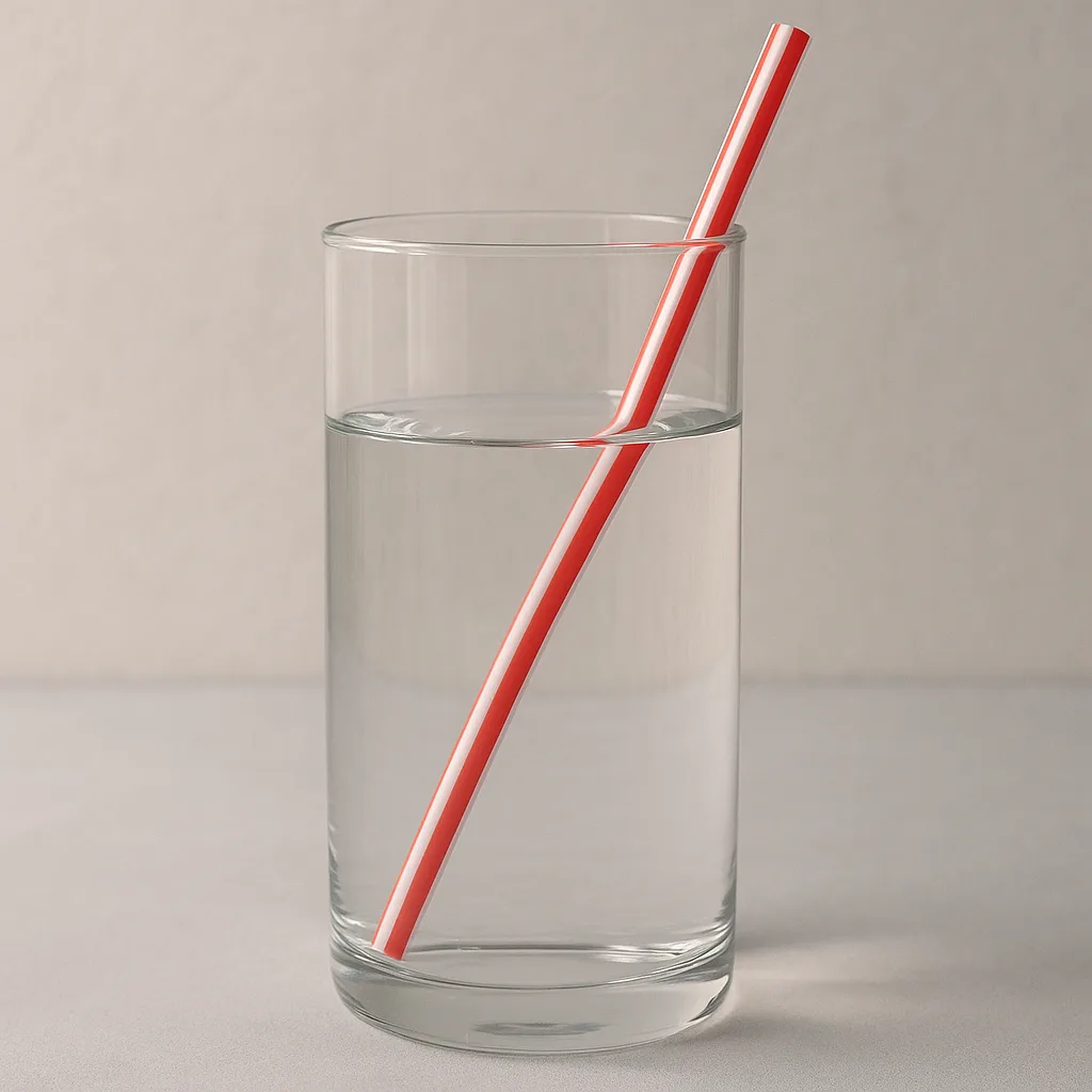 Straight Straw Inserted in a Clear Vase Containing Water