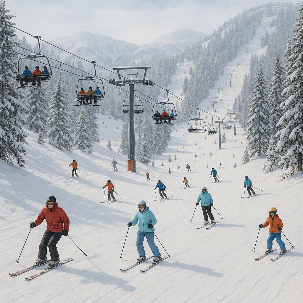Ski Resort Covered in Snow