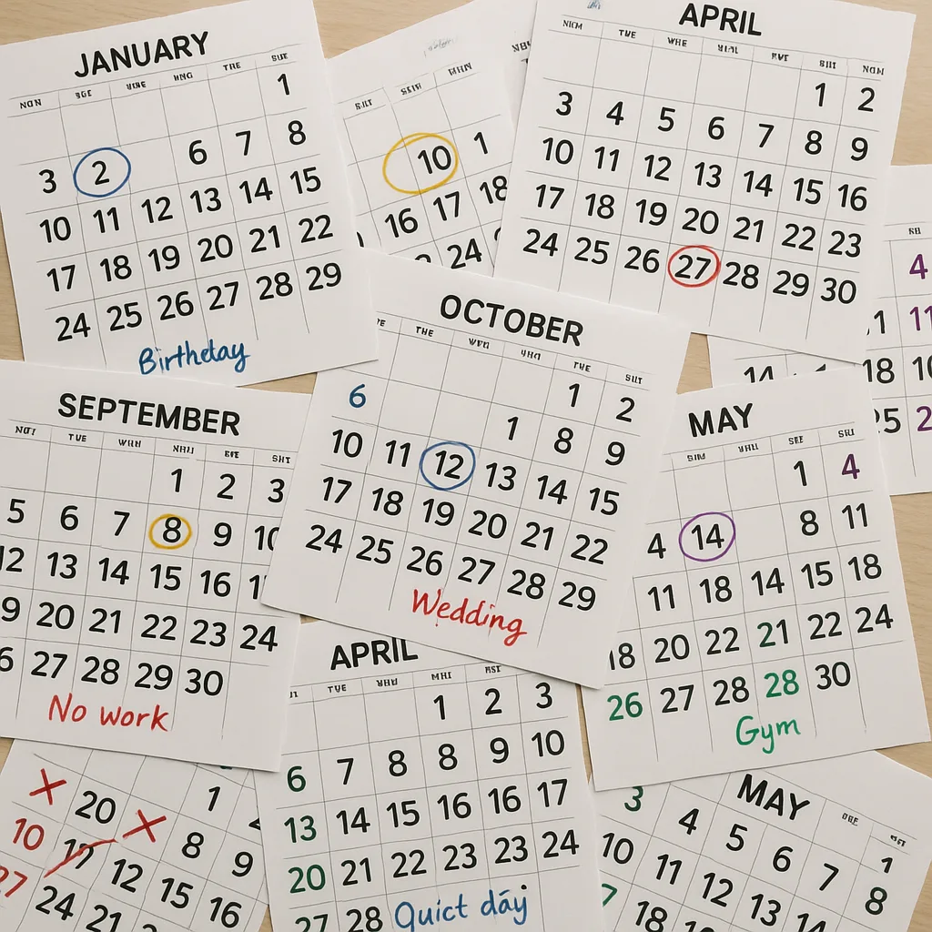 Across the Desk Lie Calendar Pages