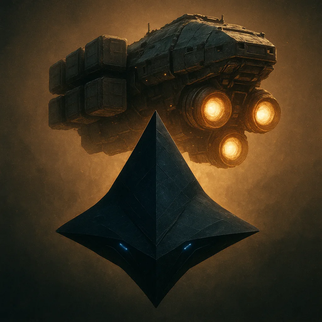 One Spaceship with a Sleek Arrowhead Profile of Matte