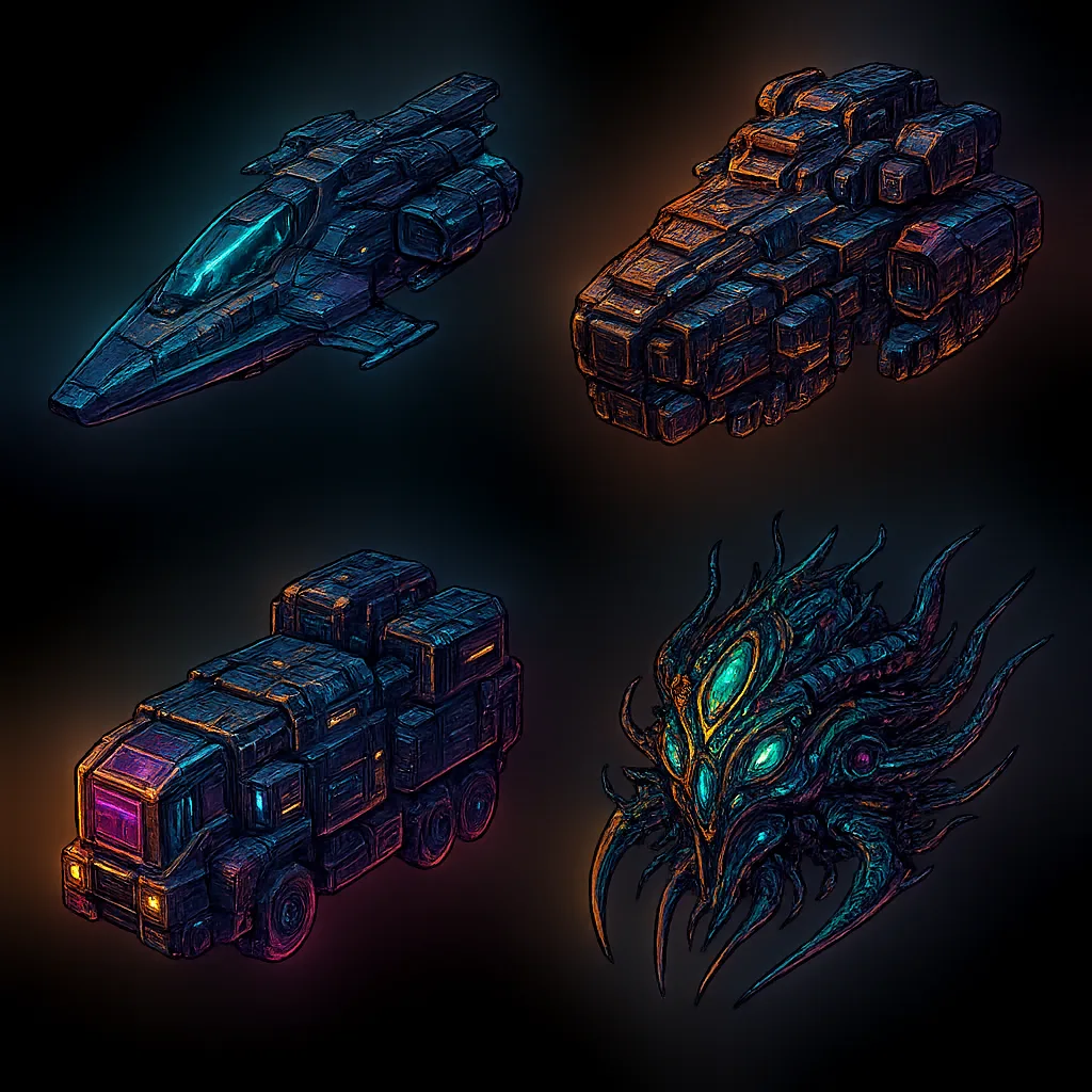 Showcasing Four Distinct Spaceships