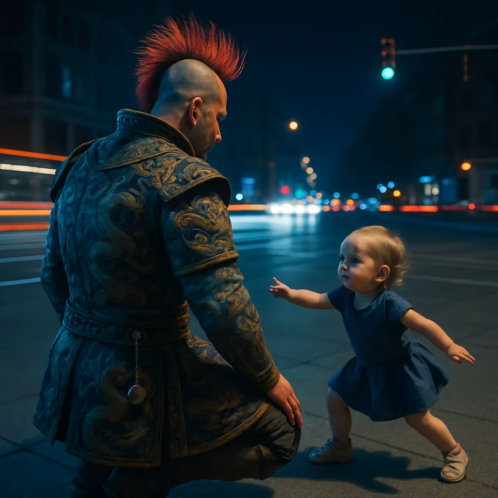 Robust Figure with a Striking Mohawk