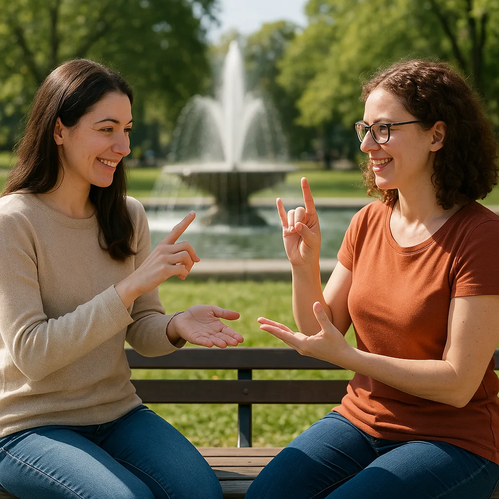 Two Women Are Seated Facing One