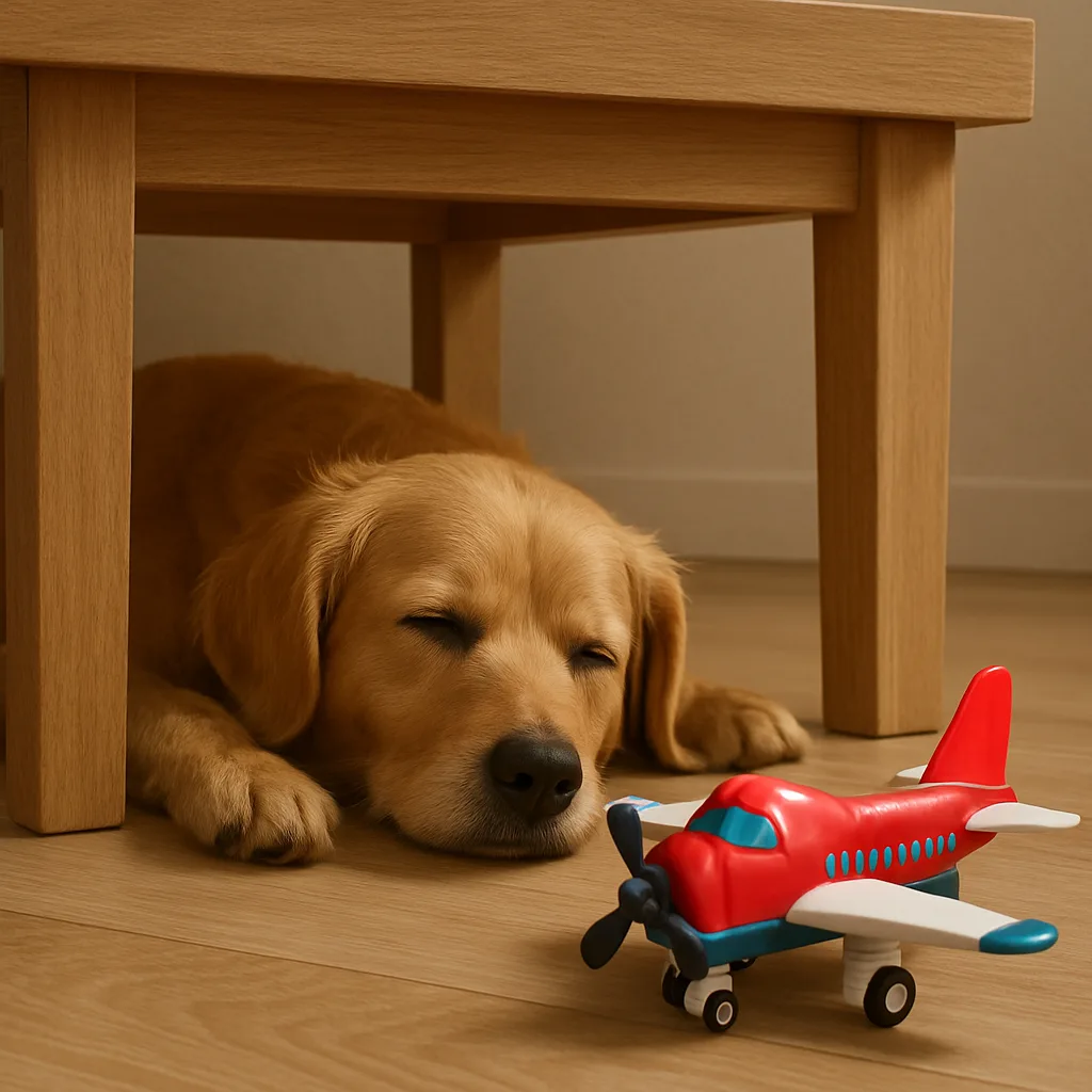 Small Airplane Toy Positioned Beneath the Table