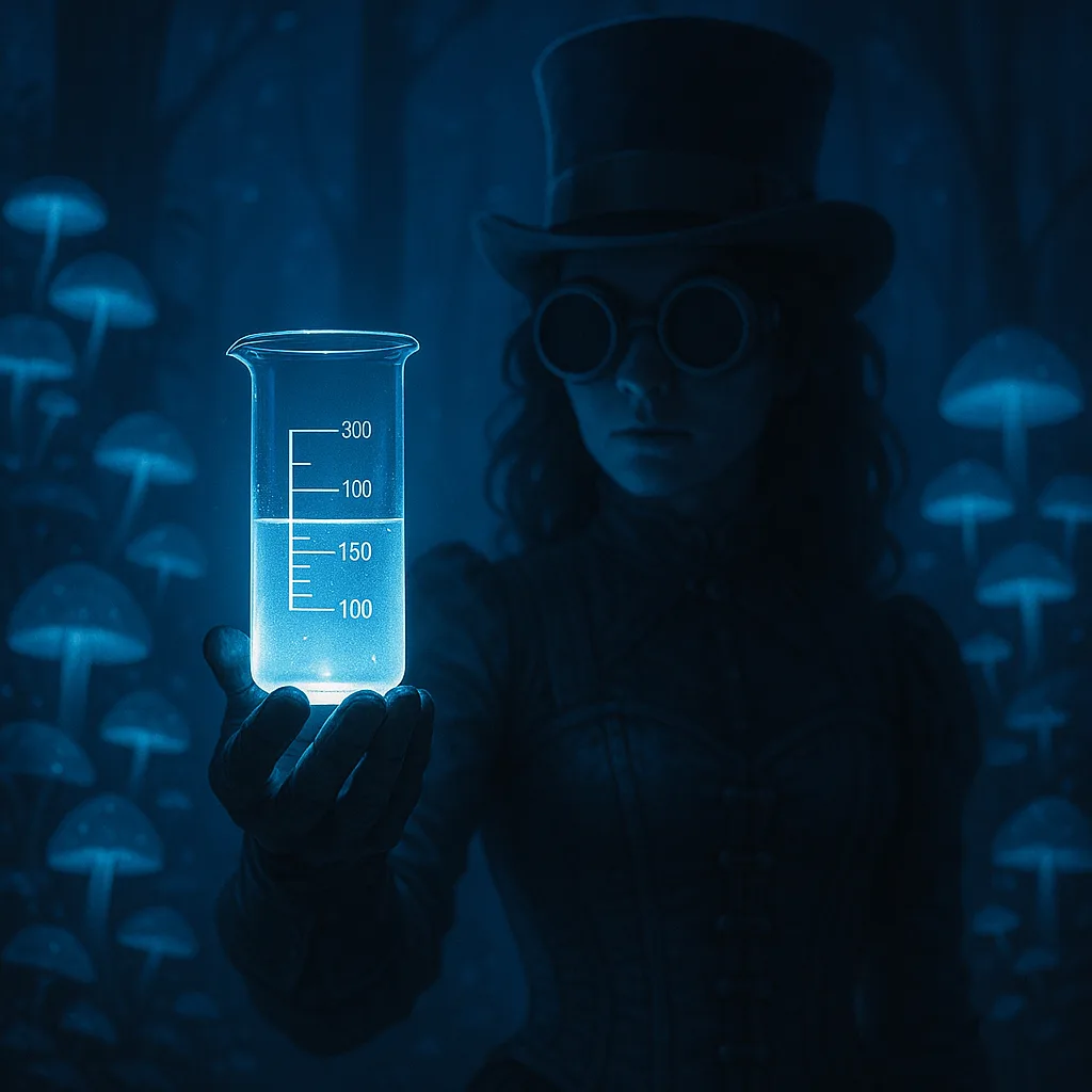 Within a Nocturnal Realm Where Bioluminescent Fungi Pulse