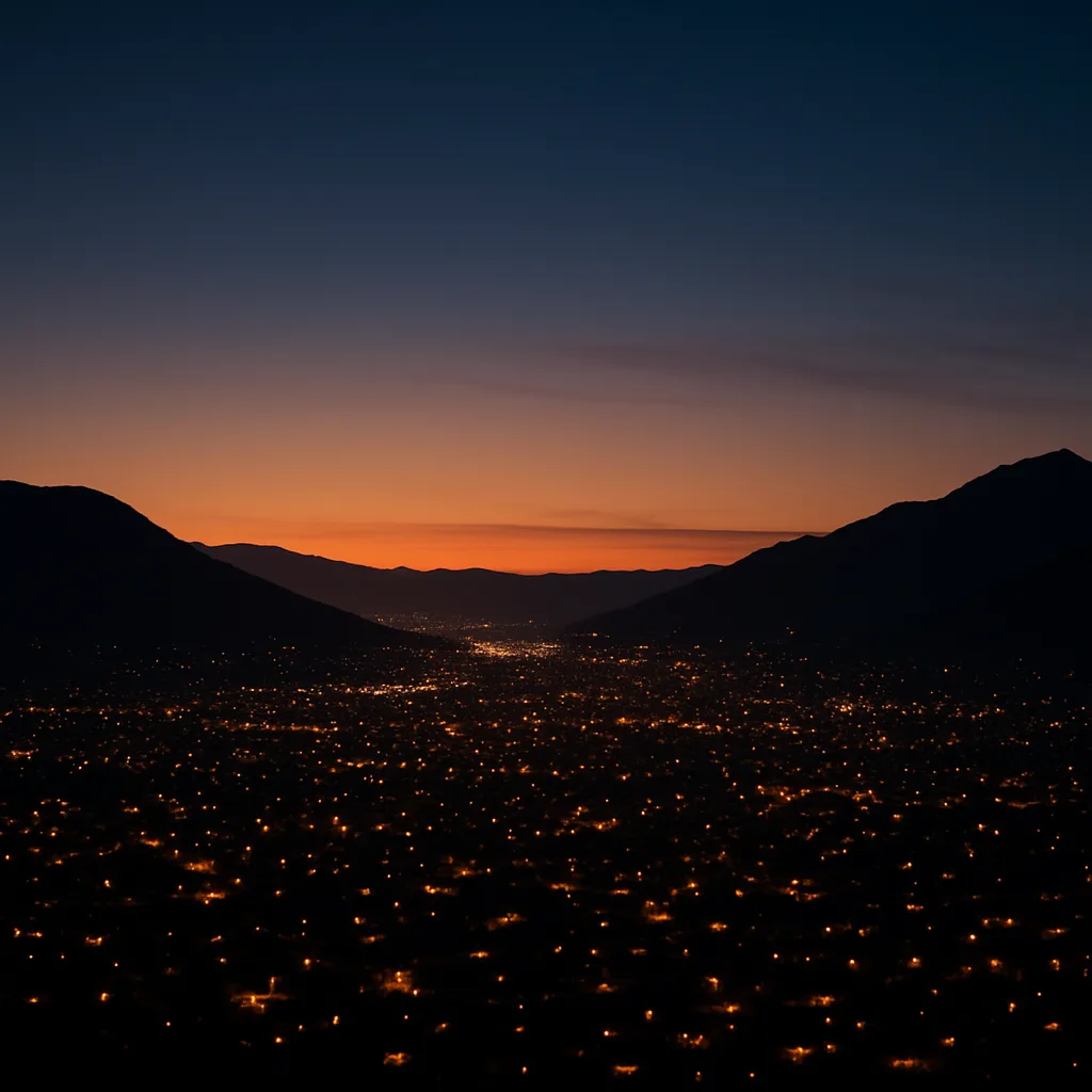 Countless Individual Lights from Distant Homes Twinkle