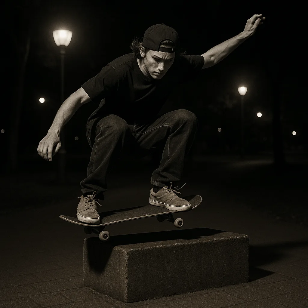 Skateboarder Performs an Ollie