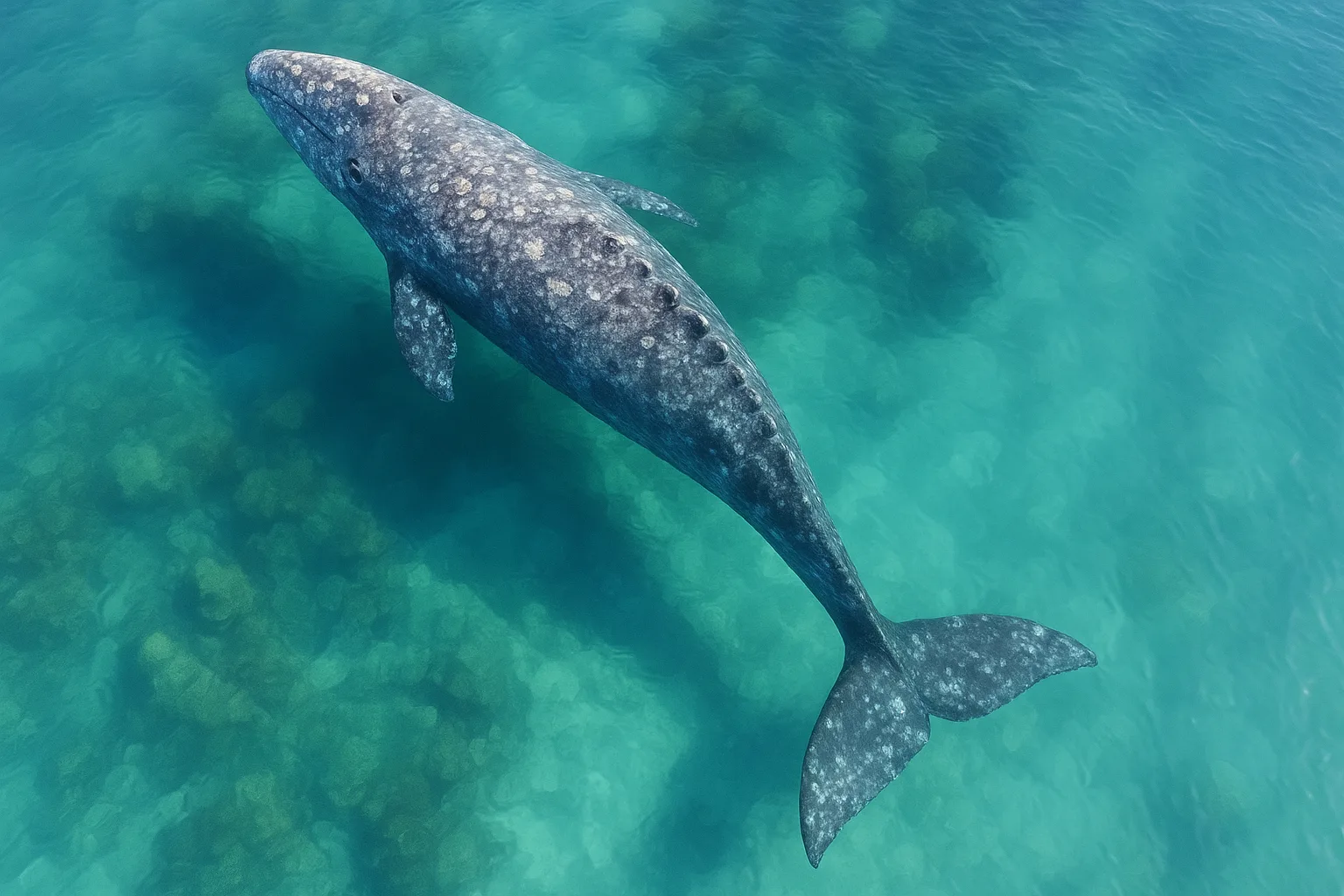 Single Mottled Grey Whale