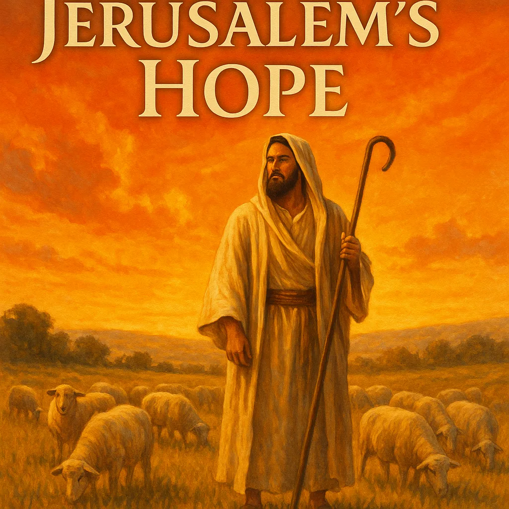 Shepherd in Flowing Robes Stands in a Sunlit Field